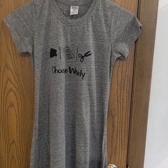 Urban Smalls Short Sleeve Gray Dress-Rock/Paper/Scissors-Girls Size 12Y - Picture 1 of 4